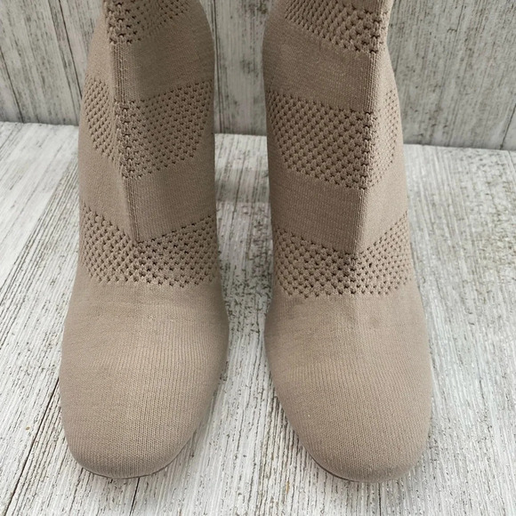 Zara Beige Sock Elastic Heel Booties Size 37 - Picture 8 of 10